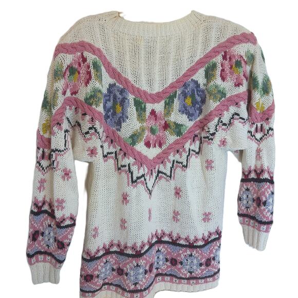 Vintage Jennifer Reed Knitted By Hand Multicolor All Over Sweater Size Medium - Picture 5 of 8